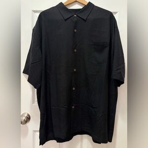 Tommy Bahama 100% Silk Black Short Sleeve Shirt size 3XL